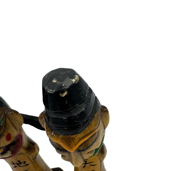 Vintage Korean Totem Pole Carved Wood Village Guardian Jangseung Figurines - Picture 3 of 7